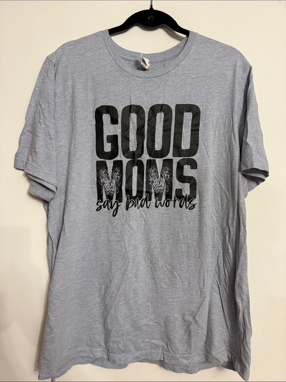 Good Moms Say Bad Words Graphic Tee - heathered blue 2XL Bella Canvas